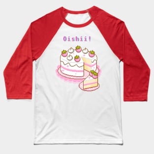 Kawaii Pixel Oishii Dream Dessert ( strawberry & Cream sponge Cakee) Baseball T-Shirt